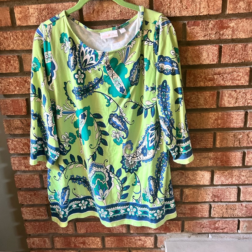 Belle by Kim Gravel Green 3/4 Sleeve shirt